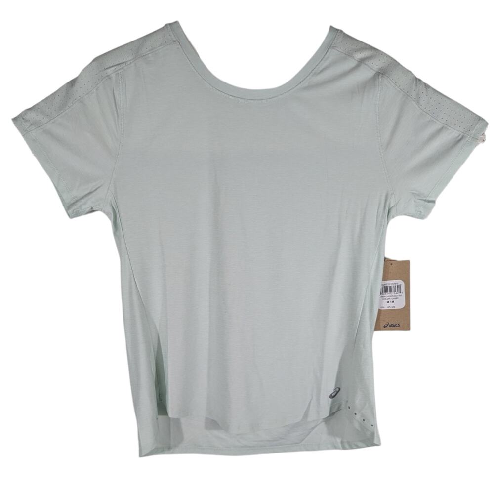 Asics Light Green Aqua Shirt Womens Medium Short Sleeve Workout Top Breathable